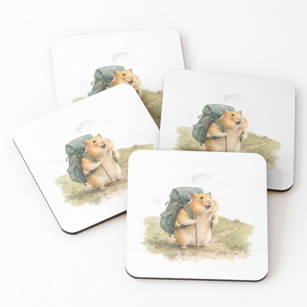 Item preview, Hamster Hiking Backpacker Watercolor designed and sold by DoodleMenagerie.