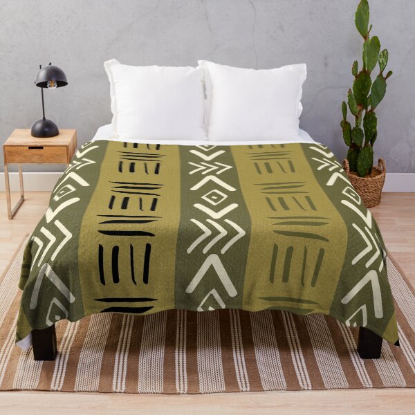 Item preview, Modern Black and gold Bogolan Print - Minimalist African Mudcloth designed and sold by Wolagno.