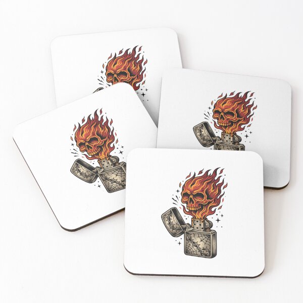 Item preview, Flaming Skull Pocket Lighter - Traditional Tattoo Flash Art designed and sold by OdysseusMilt.