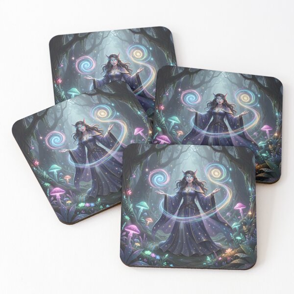 Item preview, Fox-eared Sorceress Weaving Magic in Mystical Woods designed and sold by Fanta-sticky.