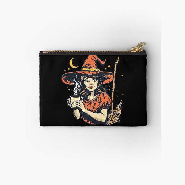 Item preview, Autumn Witch Coffee - Spooky Orange Witch Hat & Broomstick Halloween Art designed and sold by emiliacreations.
