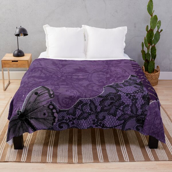 Item preview, Vintage Whimsigoth Purple Rose Butterfly Script Damask Collage designed and sold by BrontesWhimsyStore.