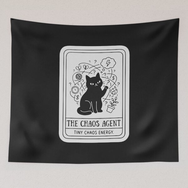 Item preview, "The Chaos Agent" Funny Black Cat Energy Tarot Card designed and sold by Cipher & Soul.