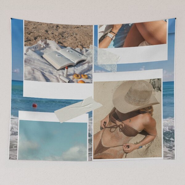 Item preview, Sun-Kissed Beach Day Polaroid Collage designed and sold by ArtsbyJazzi.