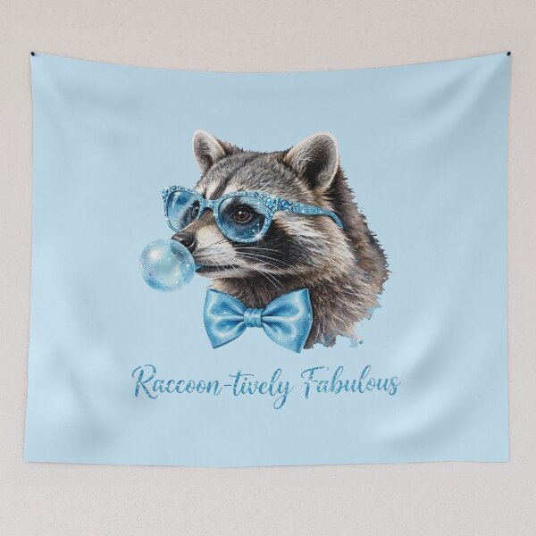Item preview, Raccoon-tively Fabulous Blue - Cute Coquette Raccoon designed and sold by Vibe-Vary.