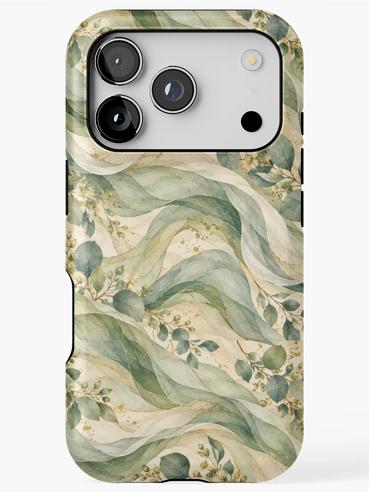 Thumbnail 1 of 4, iPhone Case, Eucalyptus Ribbons designed and sold by LittlePatterns.