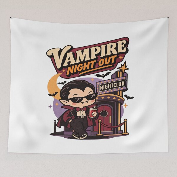Item preview, Vampire Night Out – Kawaii Retro Halloween Vampire designed and sold by InspiredCreatives.