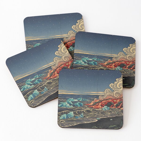 Item preview, Ukiyo-e Fire and Ice - Lava Flower of the Frozen Sea designed and sold by conohitoAI-ArtGallery.