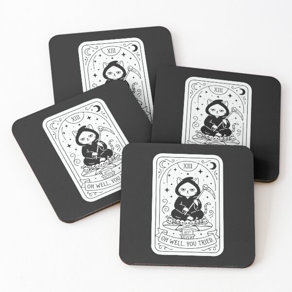 Item preview, "Oh Well You Tried" Funny Grim Reaper Cat Tarot Card designed and sold by Cipher & Soul.