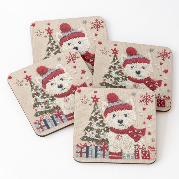 Item preview, Christmas-themed design featuring a puppy, a Christmas tree, and gifts—festive winter decoration designed and sold by Knightofartx25.