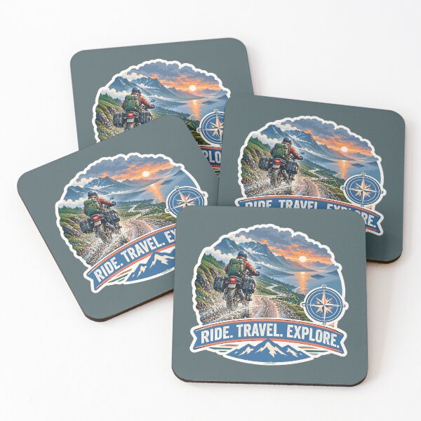 Item preview, Ride Travel Explore Motorcycle Adventure Bike Rider Sticker TShirt 13 designed and sold by OuterShellUK.