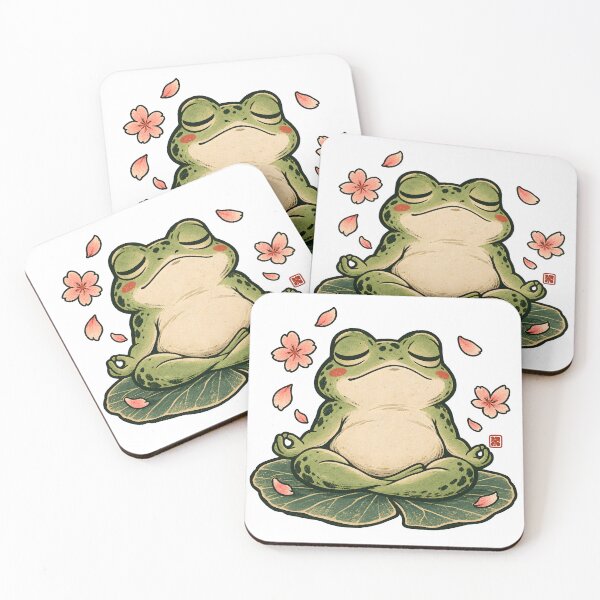 Item preview, Zen Frog Meditating on Lily Pad - Vintage Japanese Woodblock designed and sold by CreatifStudios.