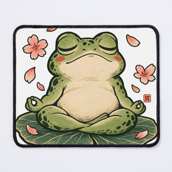 Item preview, Zen Frog Meditating on Lily Pad - Vintage Japanese Woodblock designed and sold by CreatifStudios.
