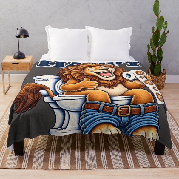 Item preview, Happy Lion Bathroom Humor Vintage Design designed and sold by Clothes With Smiling Animals Walt Gral.