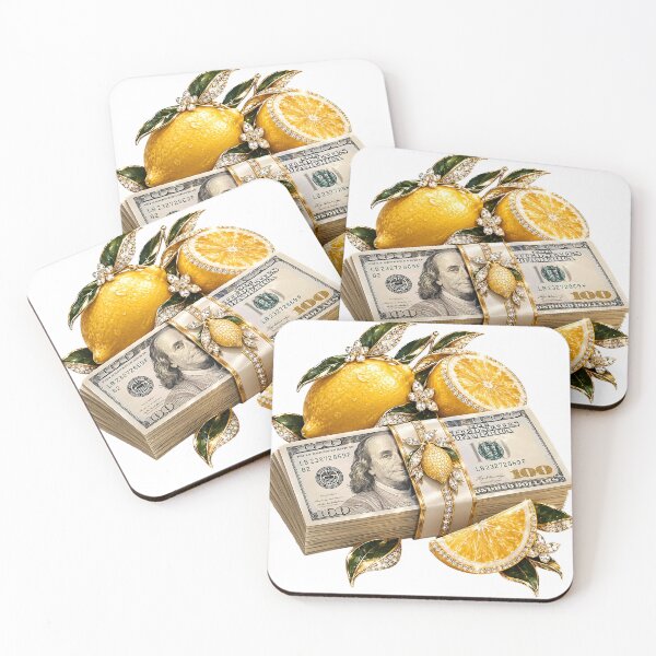 Item preview, Luxury Golden Lemons and US Dollar Banknotes – Wealth, Money and Success Concept designed and sold by DoveArtDesigns.