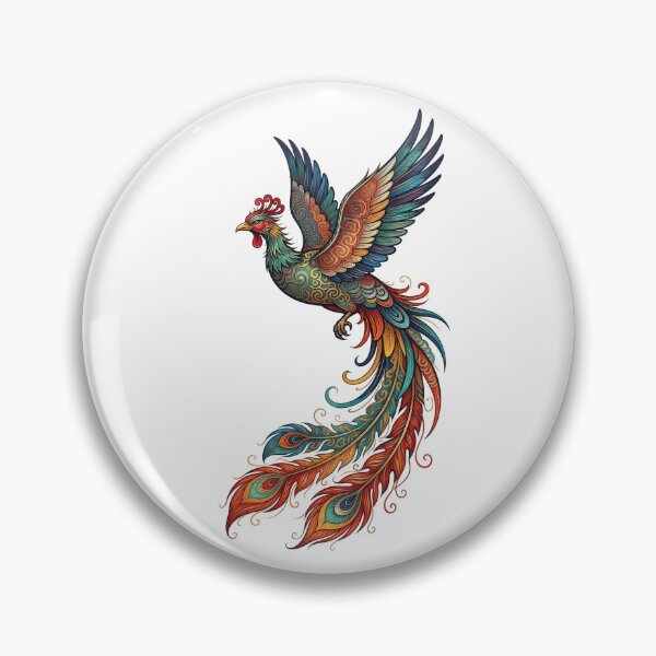 Item preview, Majestic Asiatic Phoenix – Intricate Colorful Firebird Folk Art designed and sold by Shopeon Designs.