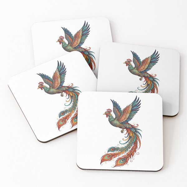 Item preview, Majestic Asiatic Phoenix – Intricate Colorful Firebird Folk Art designed and sold by Shopeon Designs.