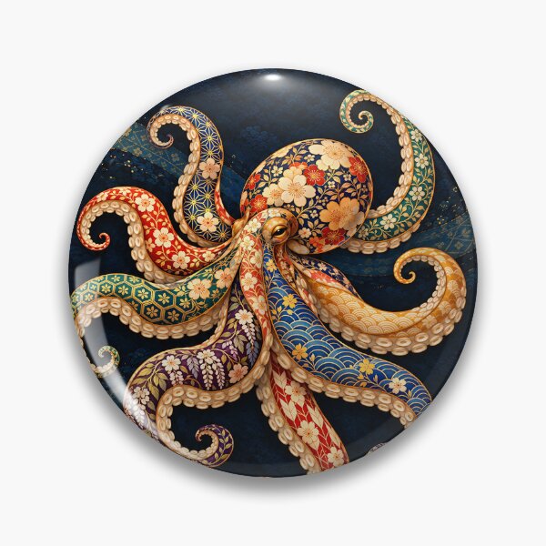 Item preview, Japanese Octopus with Ornate Wagara Patterns designed and sold by JapaneseWagaraStudio.