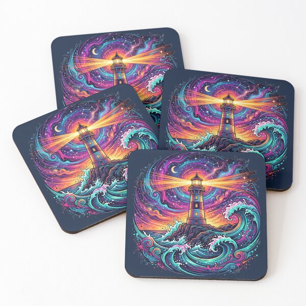 Item preview, Cosmic Lighthouse - Psychedelic Starry Night and Ocean Waves designed and sold by Chroma Dreams .