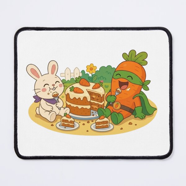 Item preview, Ranger Carrot and Bunny Eating Carrot Cake – Comic Book Scene designed and sold by Alchemy8House.