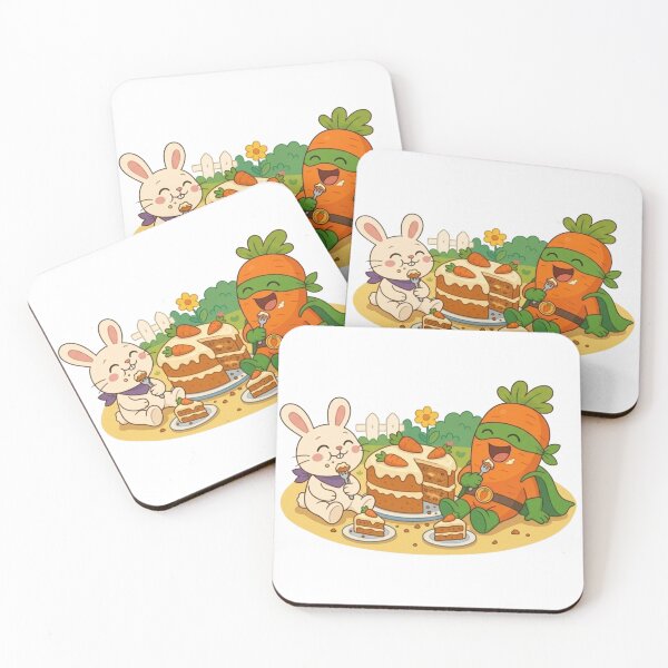 Item preview, Ranger Carrot and Bunny Eating Carrot Cake – Comic Book Scene designed and sold by Alchemy8House.