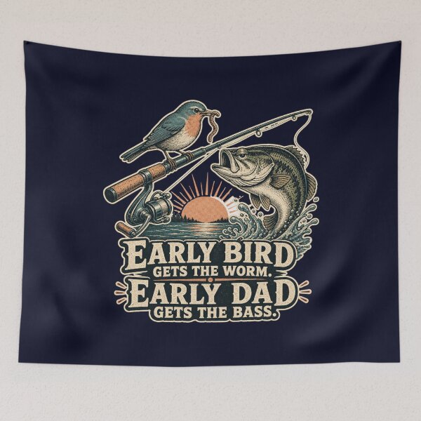 Item preview, Early Bird Gets The Worm Early Dad Gets The Bass Shirt, Funny Fishing Dad T-Shirt, Bass Fishing Humor Tee, Father's Day Gift Shirt, Vintage Early Bird Graphic designed and sold by TshirtsLabs.