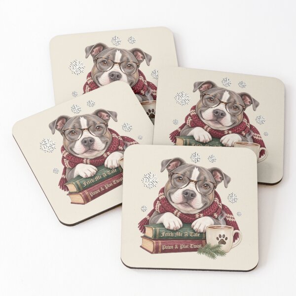 Item preview, Cute Pitbull Dog Mom Winter Reading Art designed and sold by Cute & Sassy Custom Gifting Boutiques.