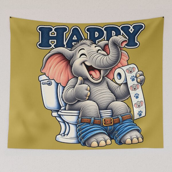 Item preview, Elephant Bathroom Humor Vintage Design designed and sold by Clothes With Smiling Animals Walt Gral.