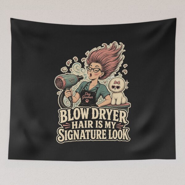 Item preview, Blow Dryer Hair Is My Signature Look Shirt, Funny Dog Groomer T-Shirt, Grooming Hair Humor Tee, Pet Groomer Gift Shirt, Vintage Dog Dryer Graphic designed and sold by TshirtsLabs.