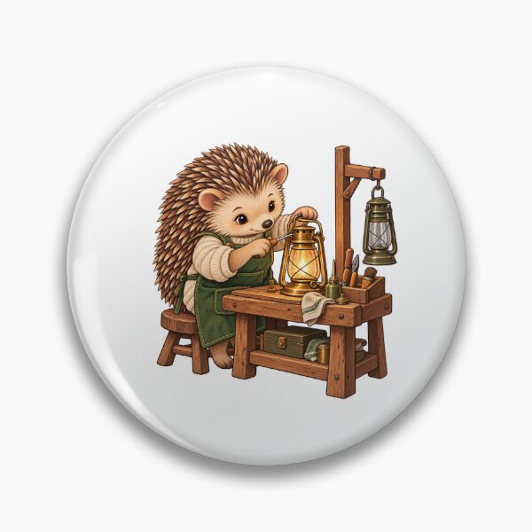Item preview, Hedgehog Lantern Maker in a Cozy Workshop designed and sold by MushroomHut.