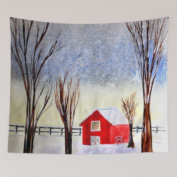 Item preview, Red barn in winter designed and sold by MoreGoodArt.