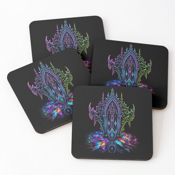 Item preview, Cyber Gothic Dragon Portal Neon Witchy Crest designed and sold by Breezes-of-Ida.