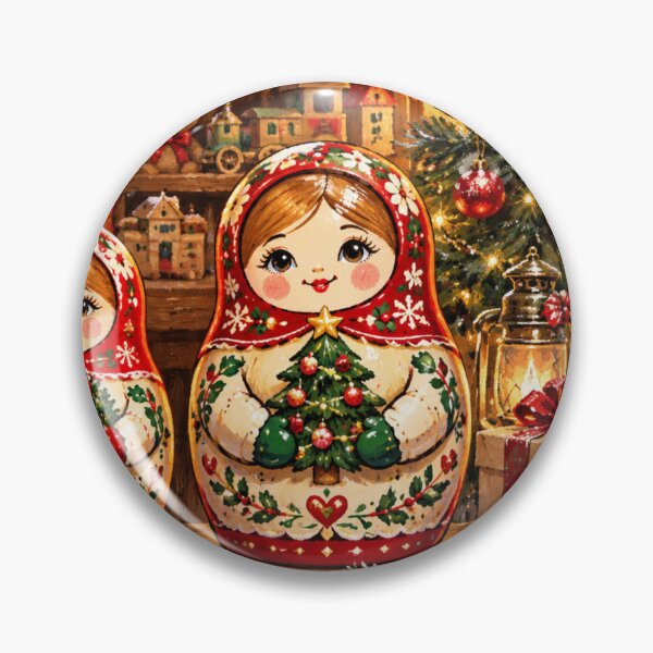 Item preview, Christmas Russian Nesting Dolls – Vintage Festive Toy Workshop designed and sold by Britishdelights.