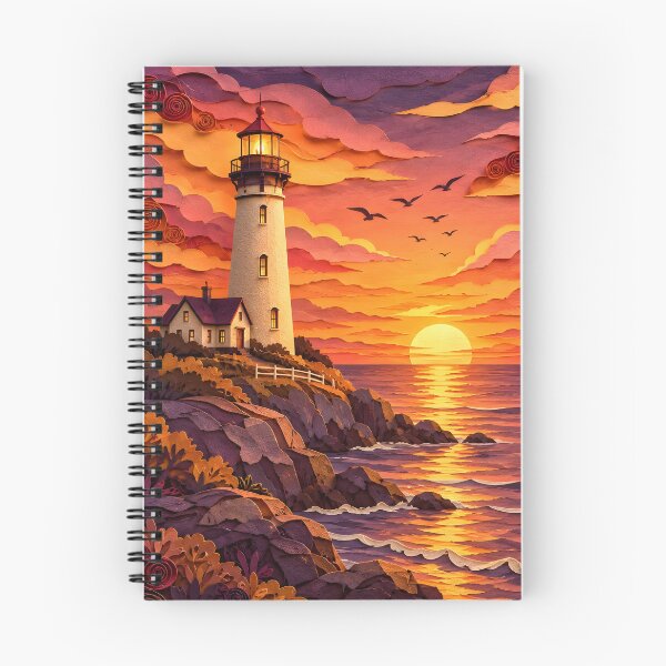 Item preview, Layered Paper Cut Lighthouse at Deep Sunset designed and sold by GrinGalore.