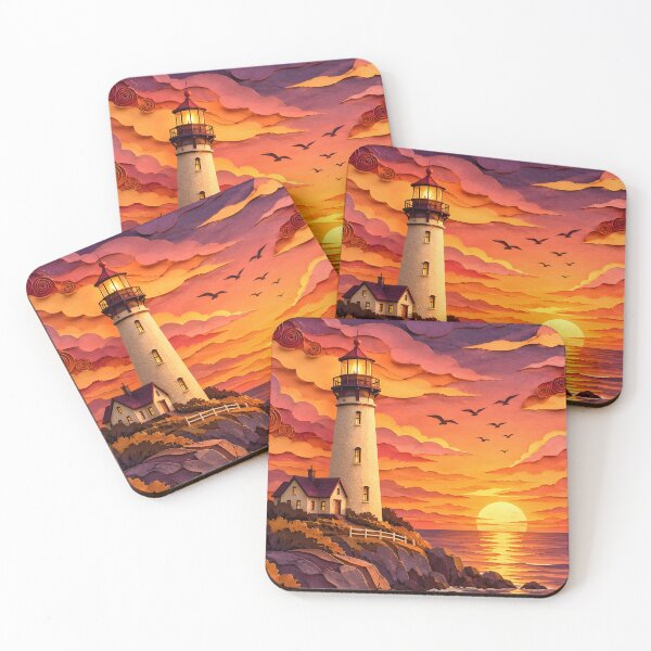 Item preview, Layered Paper Cut Lighthouse at Deep Sunset designed and sold by GrinGalore.