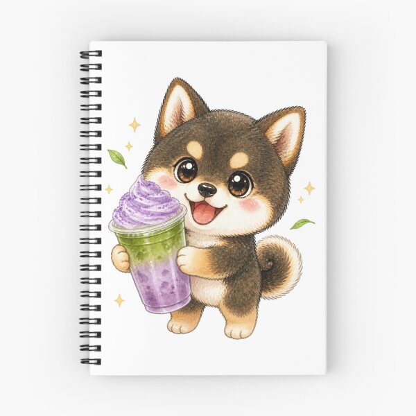 Item preview, Sesame Shiba Inu with an Ube Matcha Latte designed and sold by Kawaii Matcha Studio.