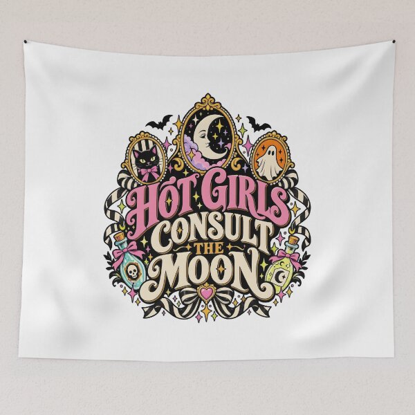 Item preview, Hot Girls Consult The Moon Mystical Halloween Design designed and sold by Dmo3HarkoArt.