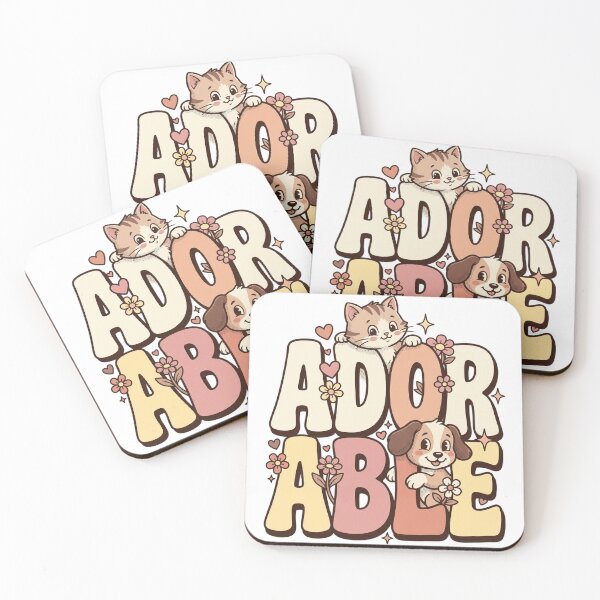 Item preview, Adorable Kawaii Cats and Dogs Retro Bubble Typography designed and sold by mood-draftsman.