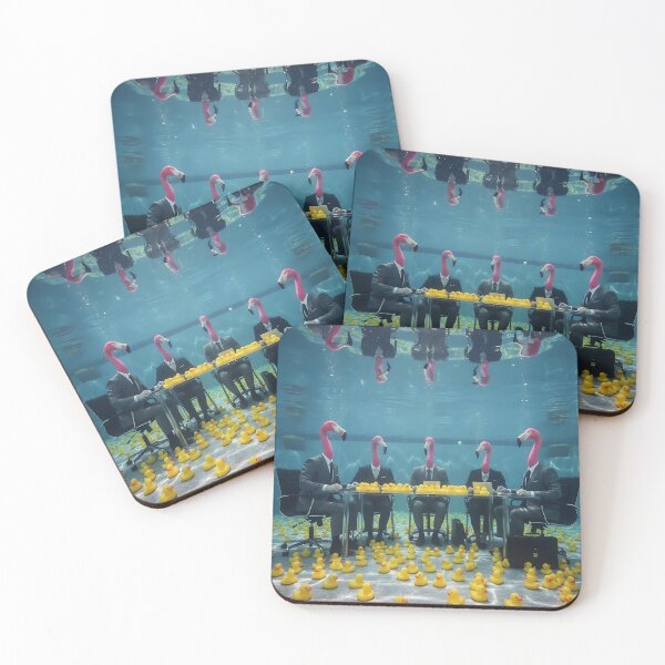 Item preview, Underwater Flamingo Board Meeting Yellow Ducks designed and sold by TJprint.