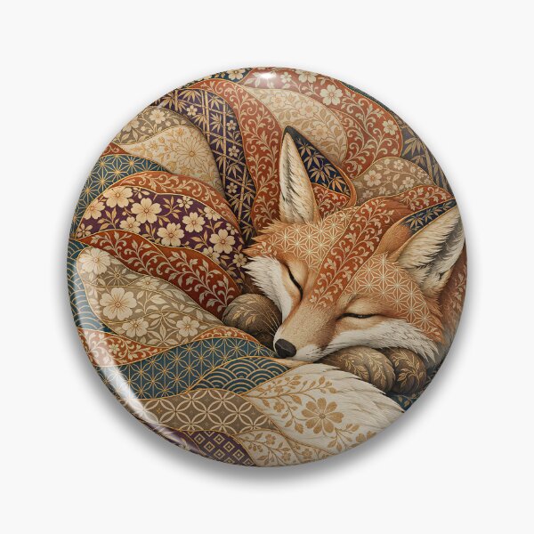 Item preview, Sleeping Fox Wrapped in Japanese Wagara Patterns designed and sold by JapaneseWagaraStudio.