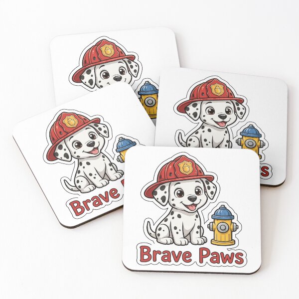 Item preview, Brave Paws – Cute Firefighter Dalmatian Puppy in Helmet designed and sold by CozyCornerDesigns.