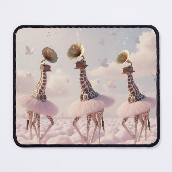 Item preview, Giraffe Ballerinas Gramophone Head Pink Clouds designed and sold by TJprint.