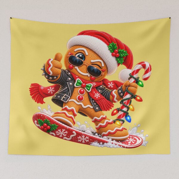 Item preview, Gingerbread Trouble – Christmas Snowboard Candy Cane Rider designed and sold by JanRizz.