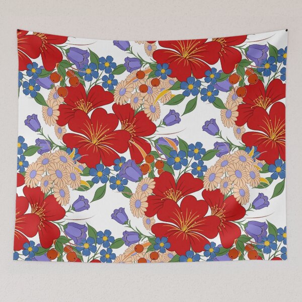 Item preview, Vintage Folk Floral Bouquet - Flat Vector Botanical Embroidery Art designed and sold by hepopatterns.