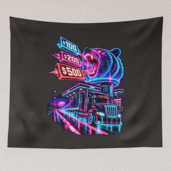 Item preview, Synthwave Trucker & Bear Hologram designed and sold by NomadForge.