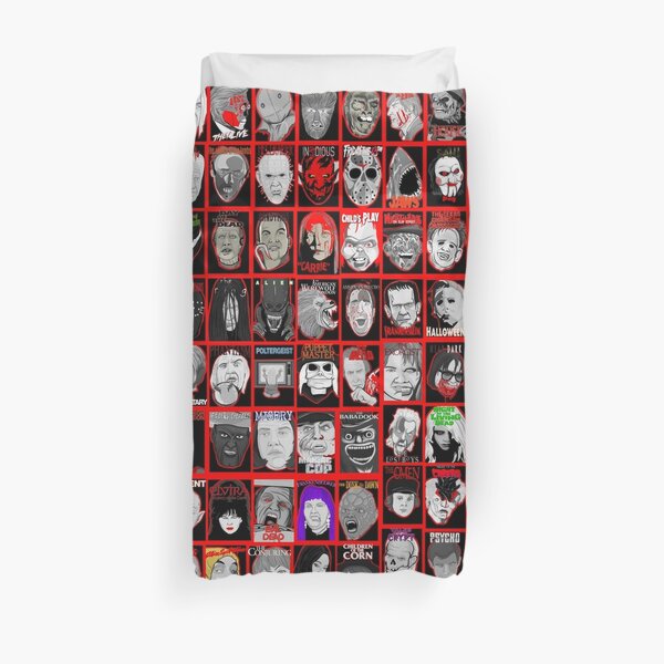 Faces of Horror Collage art Duvet Cover