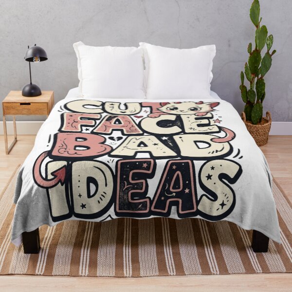 Item preview, Cute Face Bad Ideas Kawaii Devil Cat Retro Typography designed and sold by mood-draftsman.