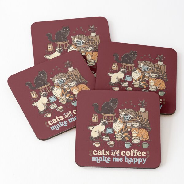 Item preview, Cats and Coffee Make Me Happy – Cute Cat Coffee Lover Design designed and sold by Soft Strength Studio.