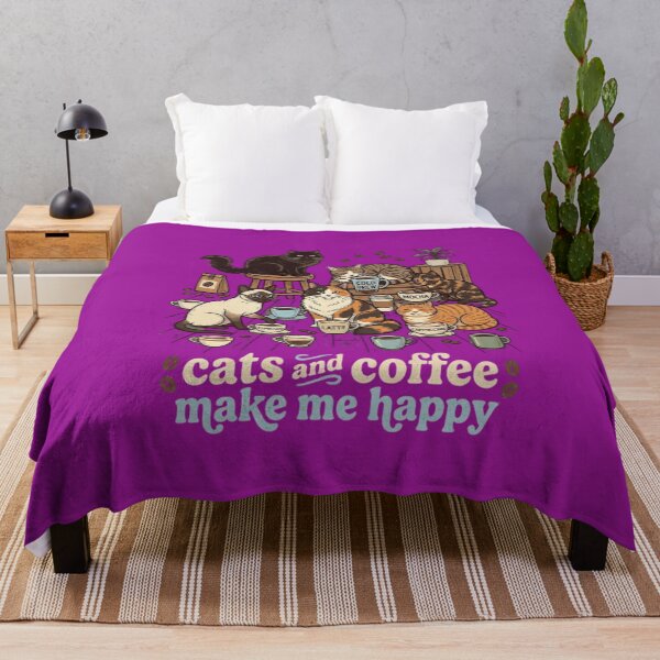 Item preview, Cats and Coffee Make Me Happy – Cute Cat Coffee Lover Design designed and sold by Soft Strength Studio.