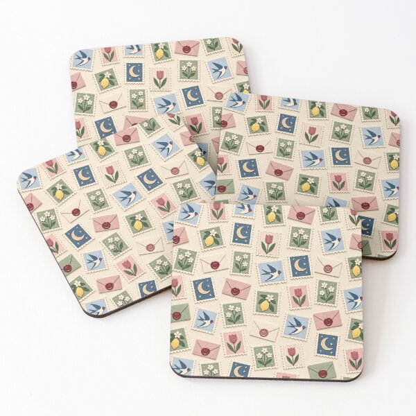 Item preview, Vintage Postage Stamp Pattern – Whimsical Floral Snail Mail Art designed and sold by Kaleidoscope Print.